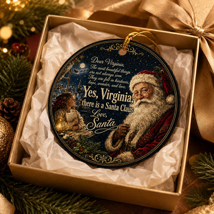 Dear Virginia Santa Letter Quote Aluminum Ornament, Sentimental Holiday Tradition Souvenir