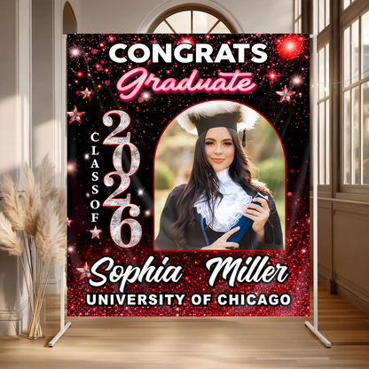 Grad Party Photo Shine Personalized Graduation Backdrop