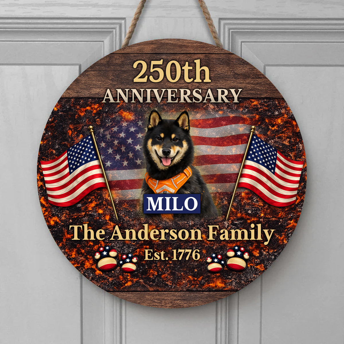 Personalized 250th Anniversary Dog Family Sign Personalized Wooden Sign