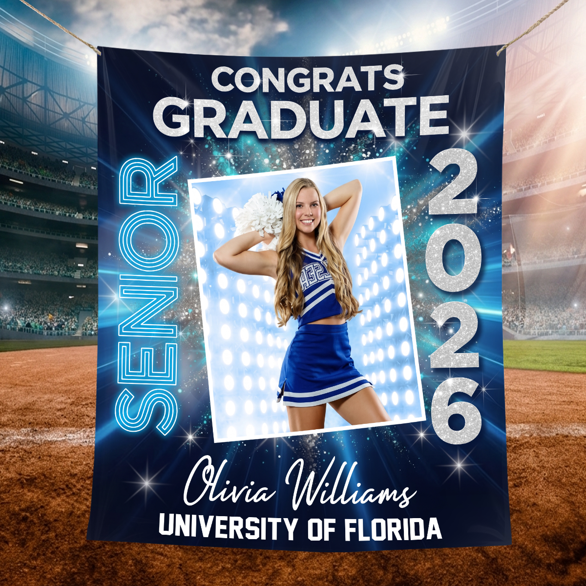 Grad Custom Photo Neon Personalized Graduation Backdrop