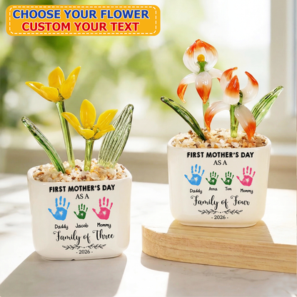 First Mother's Day Personalized Glass Everlasting Flower