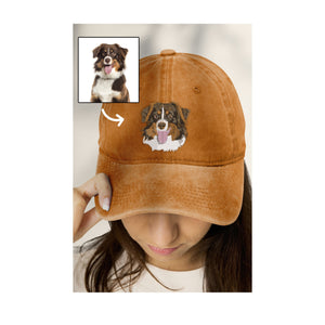 Custom Embroidered Pet Hat with Photo, Personalized Dog Dad Hat, Custom Pet Face Cap, Cat Hat, Dog Mom cap, Unique Gift for Dog Lovers