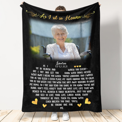 As I Sit In Heaven Black Personalized Photo Blanket Memorial 1_4.png