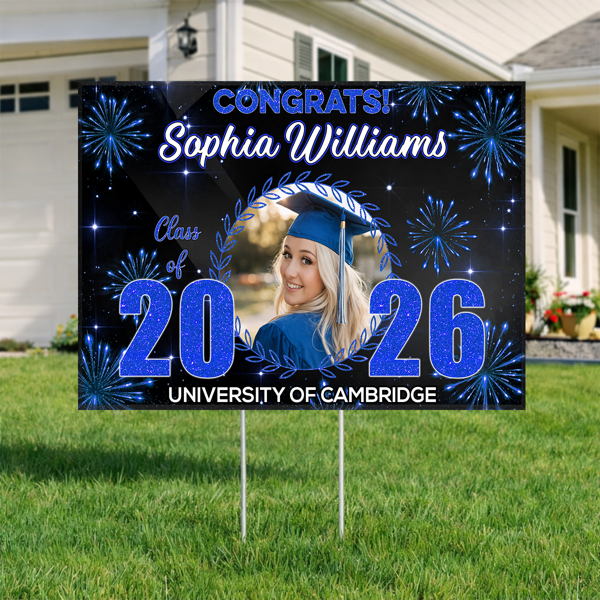 Firework Graduation Yard Sign - Class of 2026 Lawn Sign