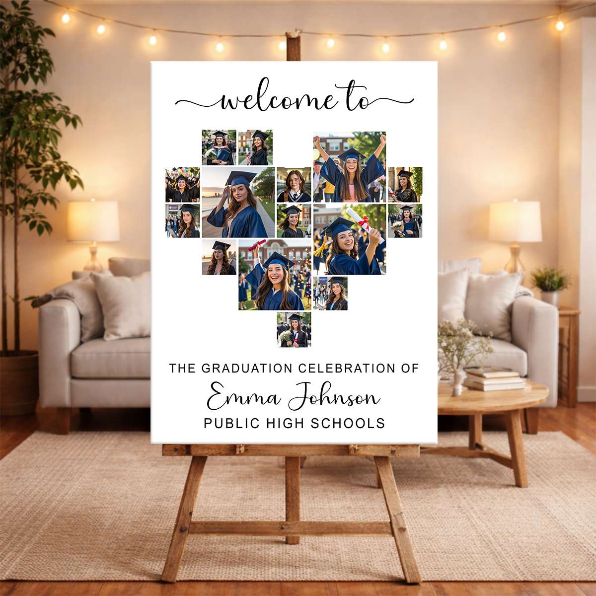 Graduation Heart Photo Personalized Welcome Sign Party