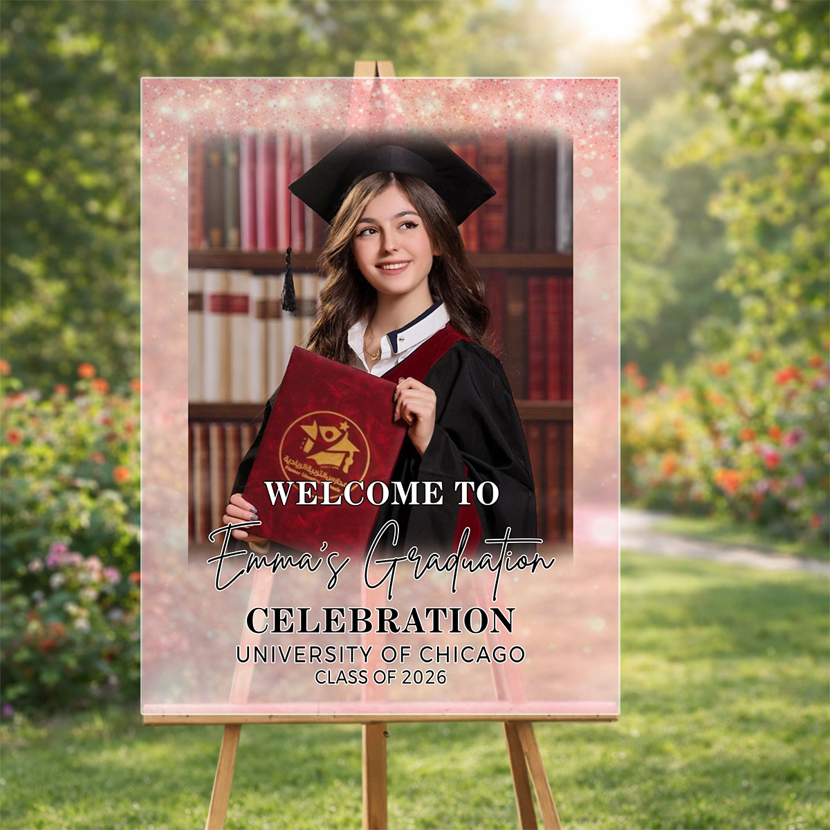 Glitter Graduation Personalized Acrylic Welcome Sign