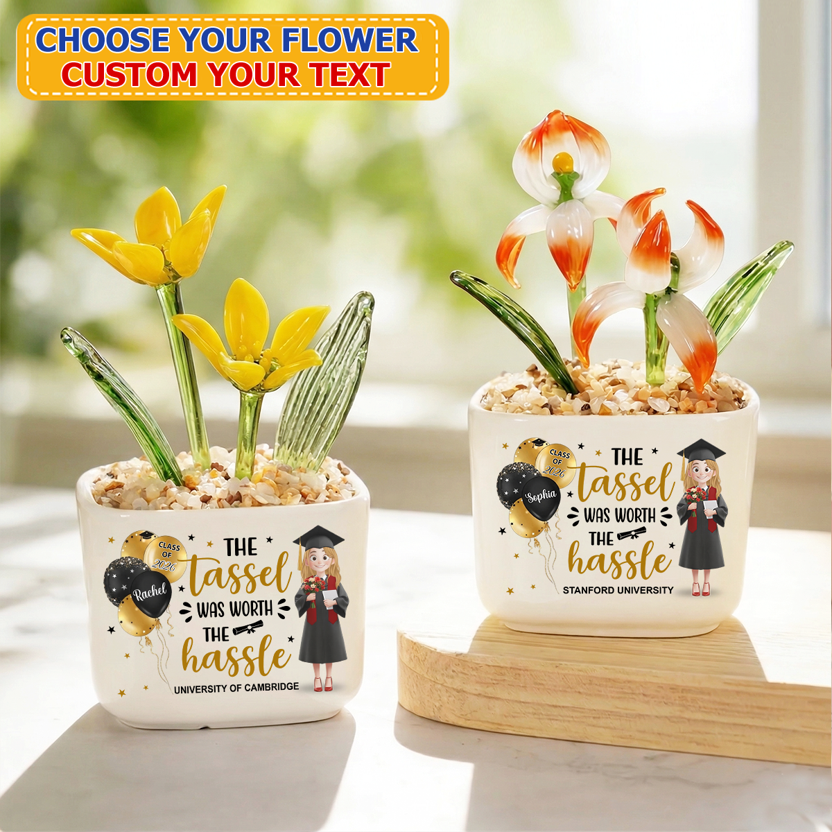 Graduation 2026 - Personalized Glass Everlasting Flowers
