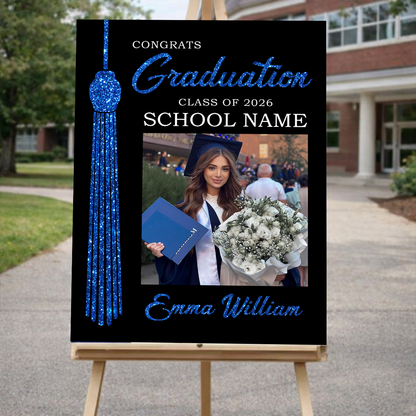 The Tassel Was Worth The Hassle Graduation - Graduation Welcome Sign Custom Photo Party Sign