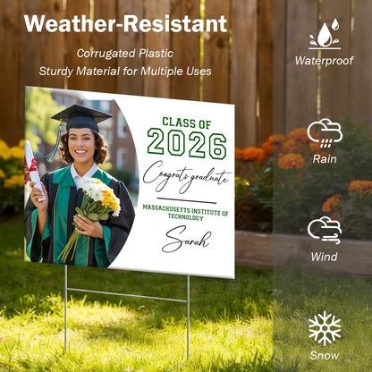 Custom Photo Graduation - Class of 2026 Lawn Sign