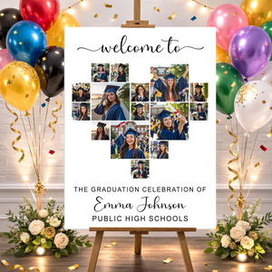 Graduation Heart Photo Personalized Welcome Sign Party
