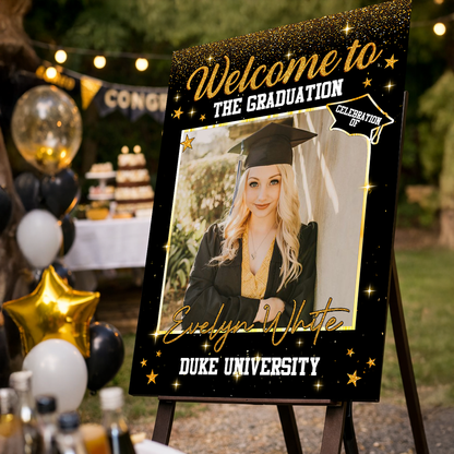 Custom Photo Graduation Welcome Sign - Custom Photo Party Sign