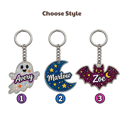 Sparkly Halloween Charms Acrylic Keychain - Custom Halloween Gifts