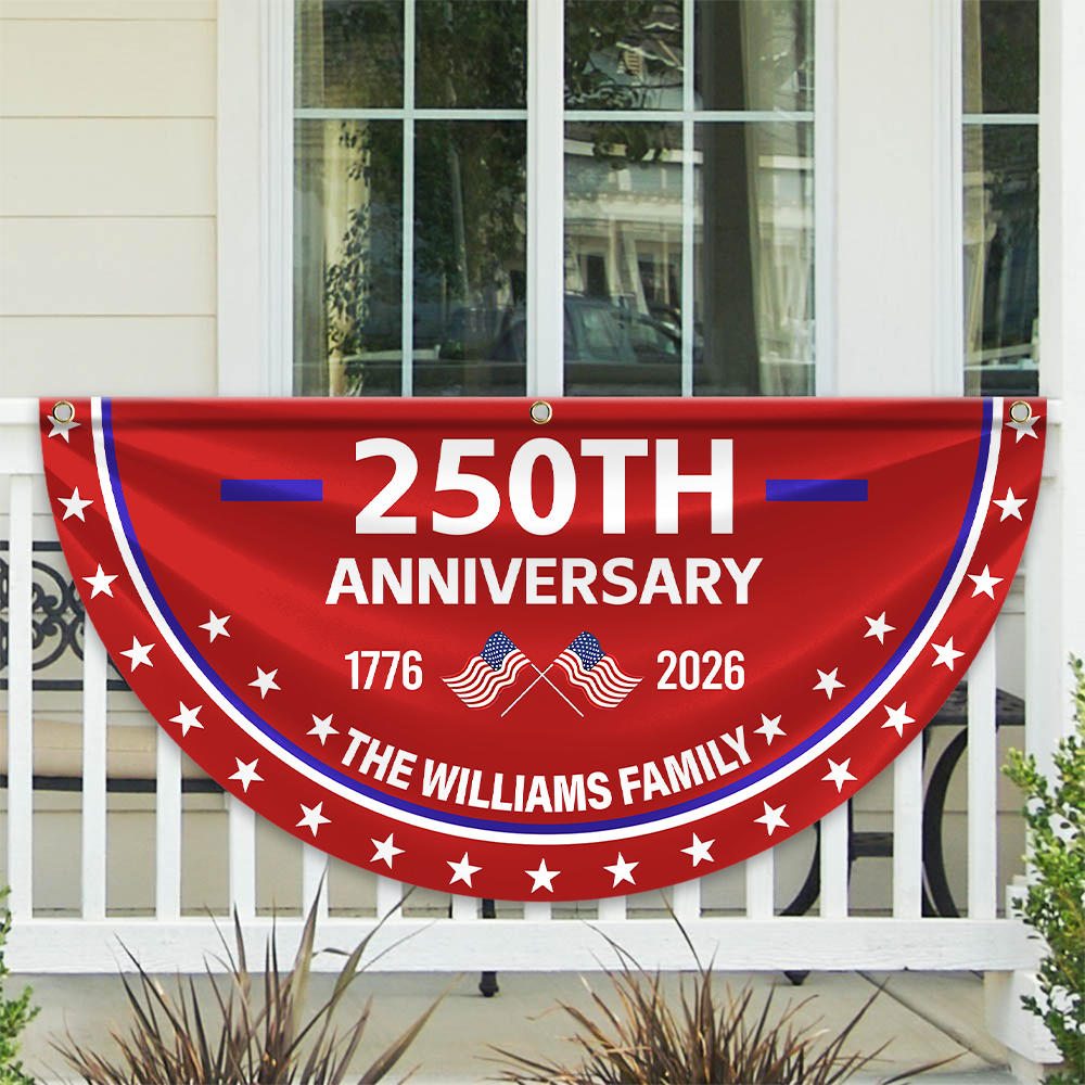 Custom Family Name 250th Anniversary 1776-2026 America Non-Pleated Fan Flag
