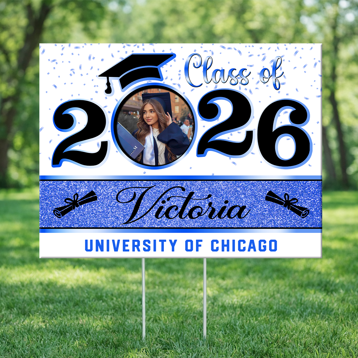 Class Of 2026 Glitter Yard Sign - Personalized Lawn Sign