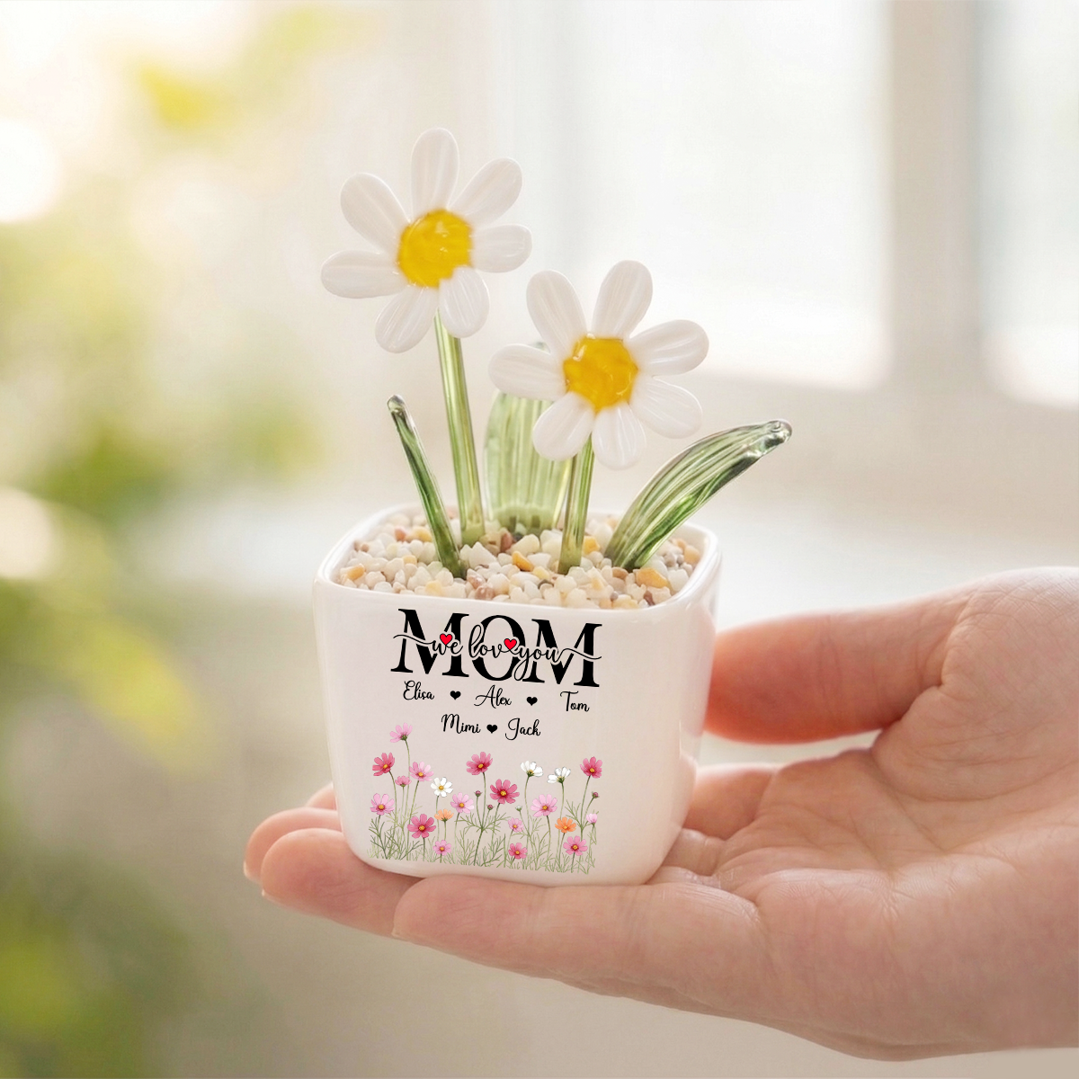 Mom We Love You - Personalized Glass Everlasting Flowers