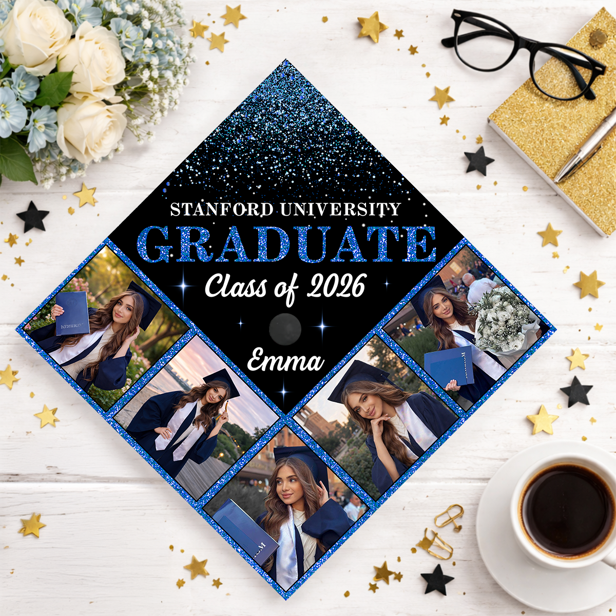 Glitter Graduation Cap Topper - Decorations For Grad Cap