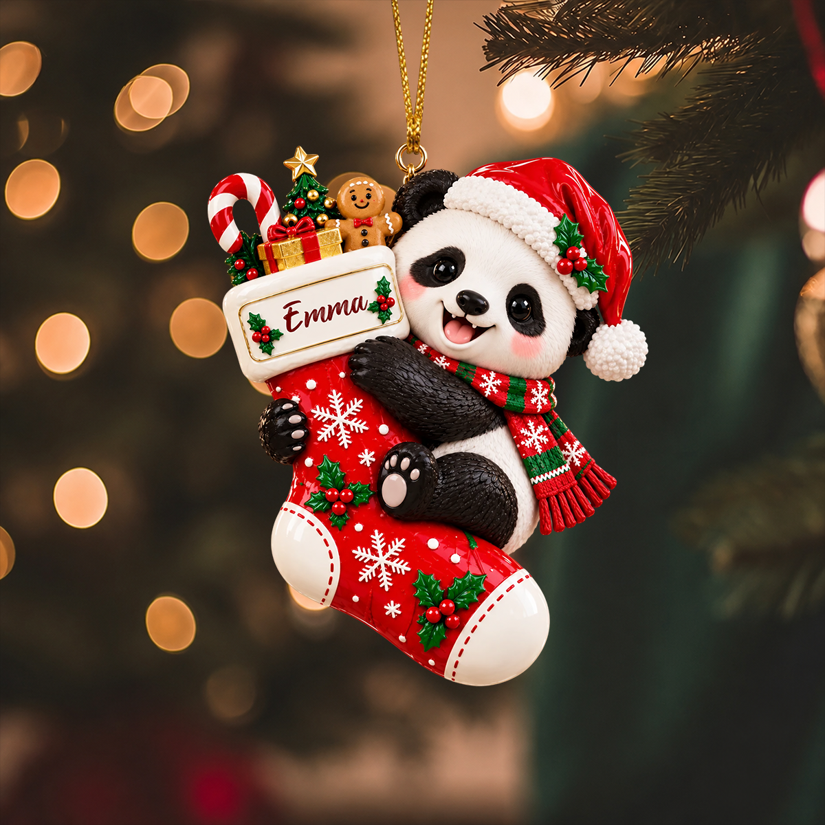 Personalized Christmas Stocking 3D Ornament, Custom Holiday Decoration for Animal Lovers, Cute Xmas Tree Hanging Decor