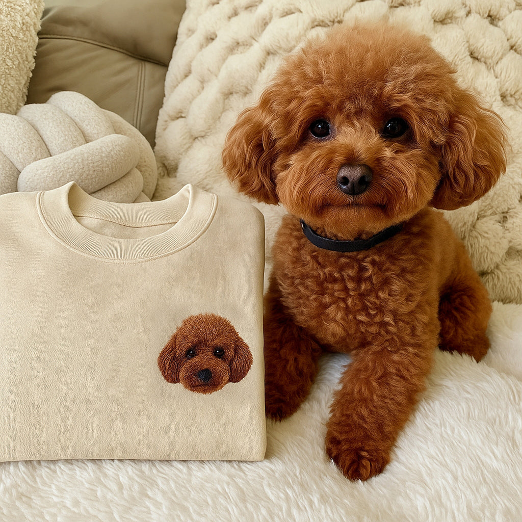 Embroidered Pet Sweatshirt for Women,Custom Dog Face Embroidered Sweatshirt,Custom Pet Hoodie,Gift for Pet Lovers,Personalized Gift For Mom