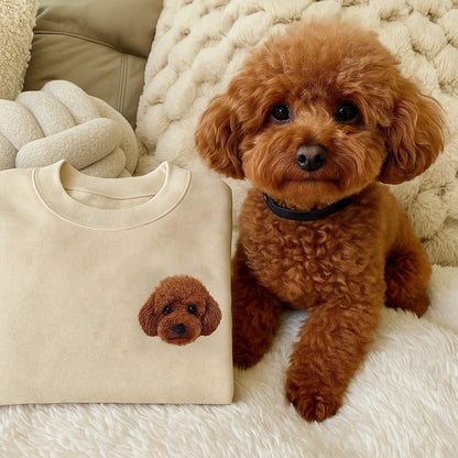 Embroidered Pet Sweatshirt for Women,Custom Dog Face Embroidered Sweatshirt,Custom Pet Hoodie,Gift for Pet Lovers,Personalized Gift For Mom