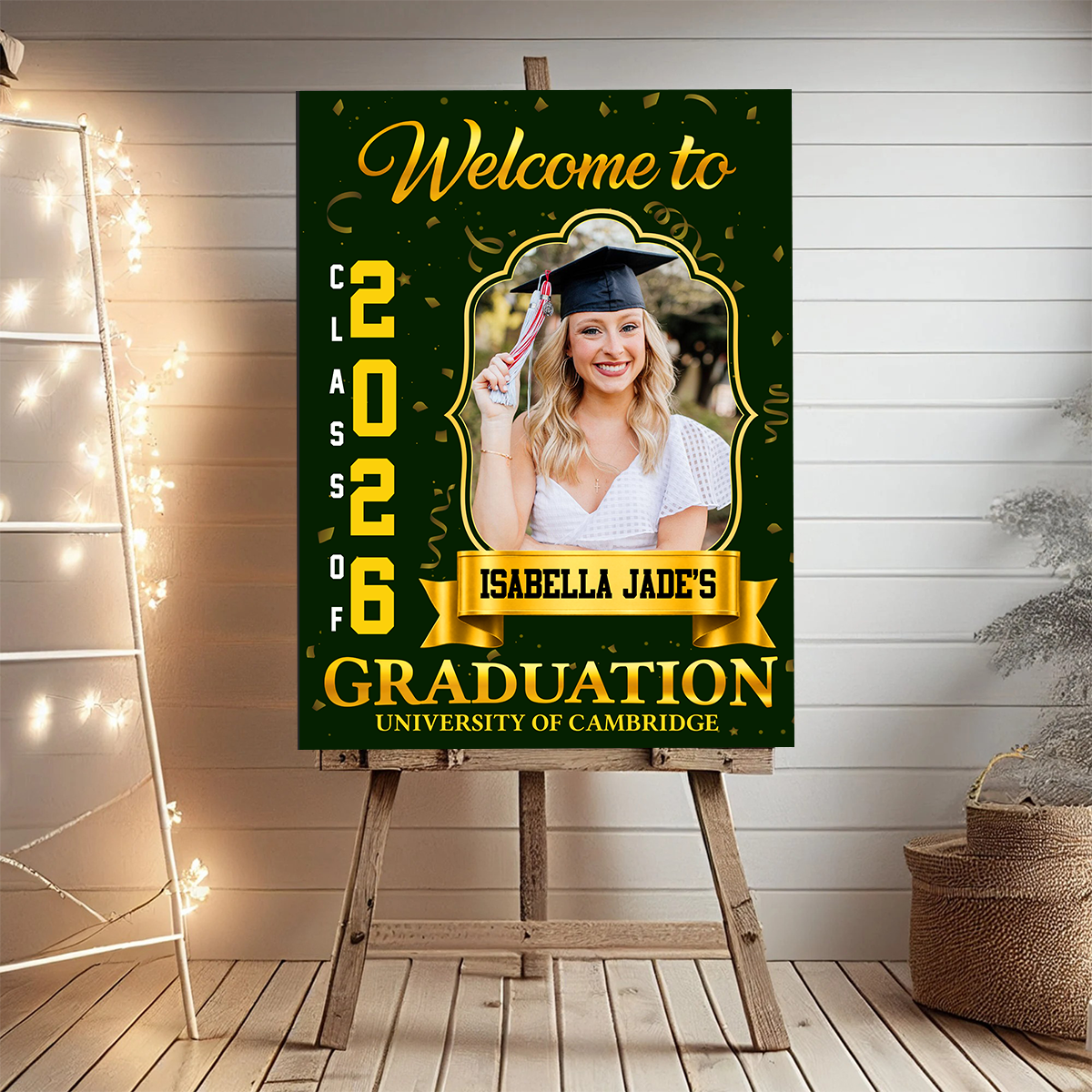 Class Of 2026 Gold Graduation Personalized Welcome Sign
