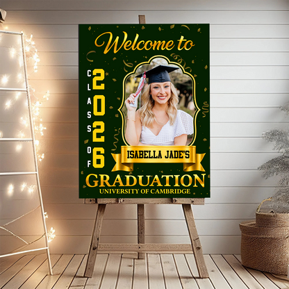 Class Of 2026 Gold Graduation Personalized Welcome Sign
