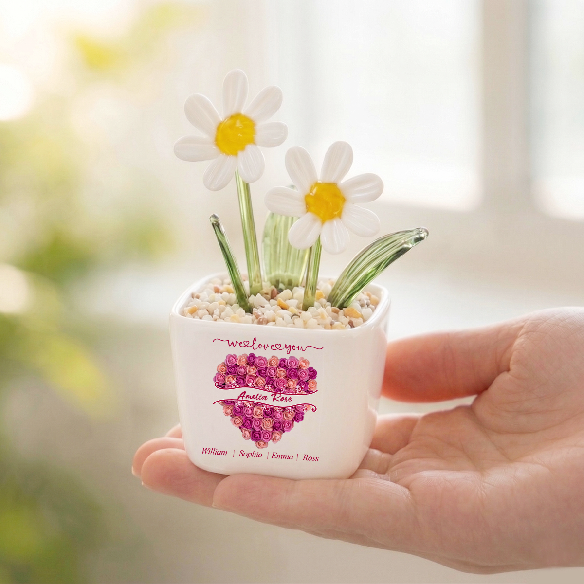 We Love You - Personalized Glass Everlasting Flowers