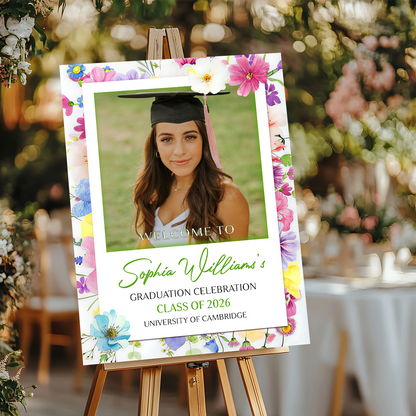 Floral Personalized Graduation Welcome Sign Party