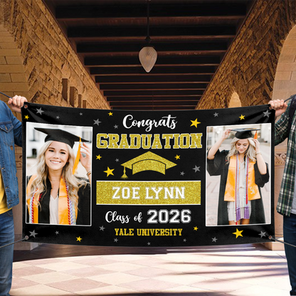 Personalized Graduation Banner Party Decorations - Congratulations Photo Banner, Class of 2026 Banner