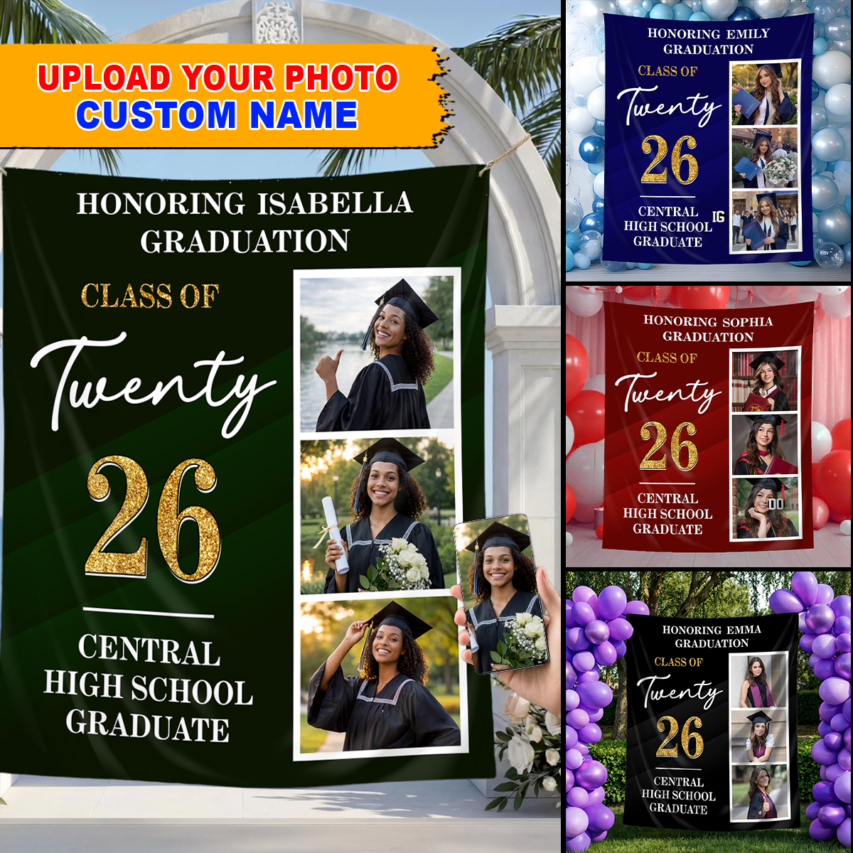 Twenty 26 Photo Personalized Graduation Backdrop