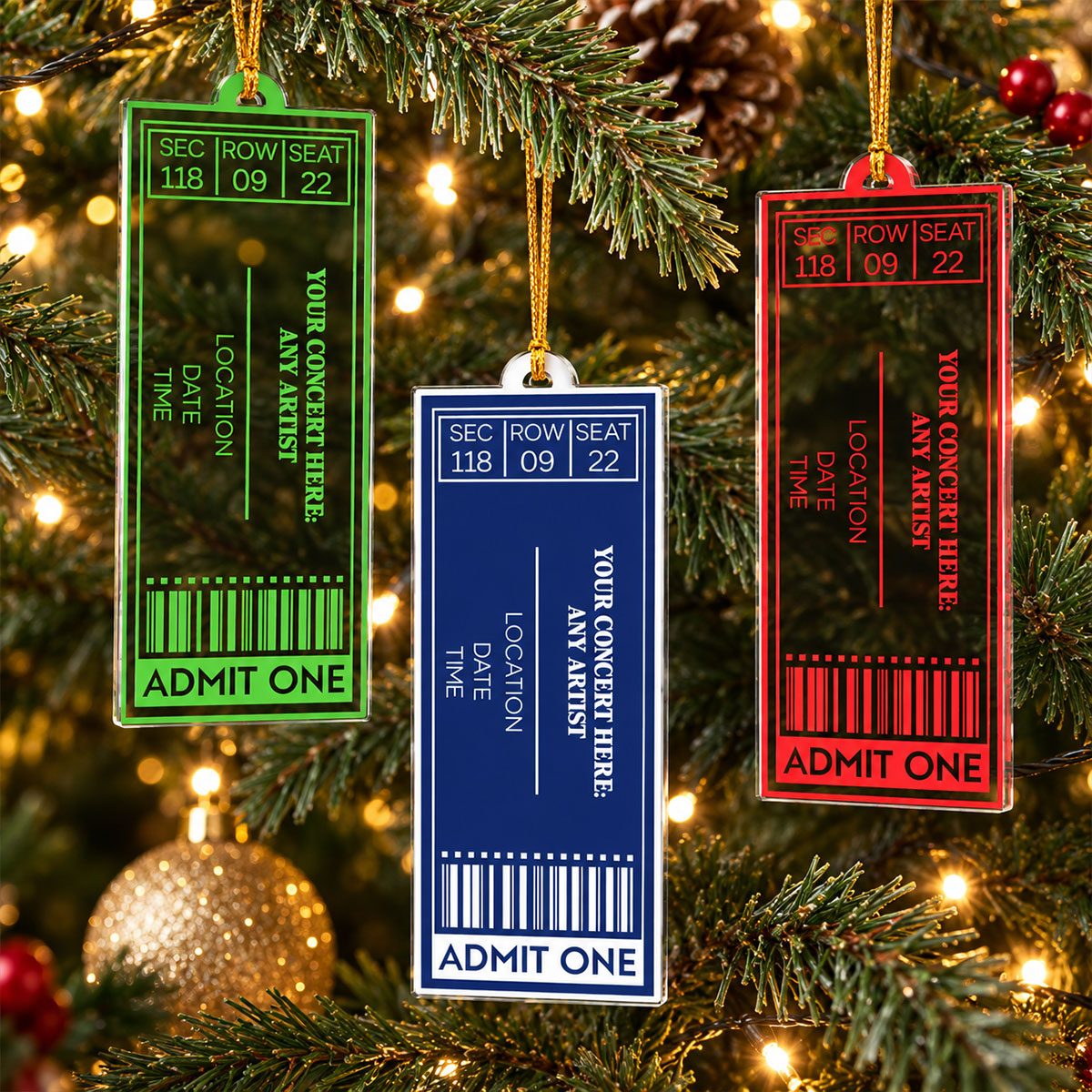 Favorite Concert Ticket Music Lovers Gifts, For Daughters, Friends - Personalized Acrylic Ornament