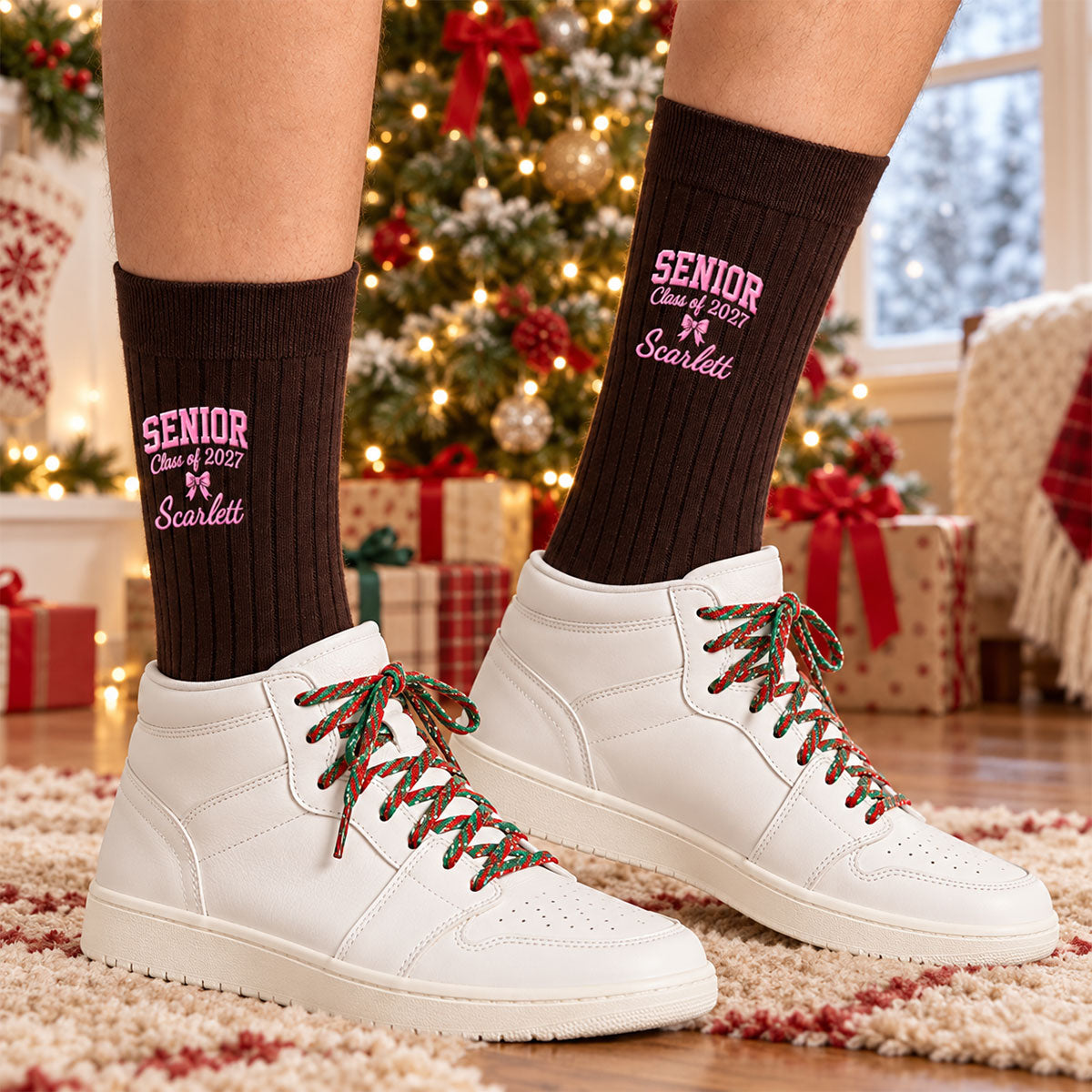 Personalized Name Senior - Class of 2027 Embroidered Socks