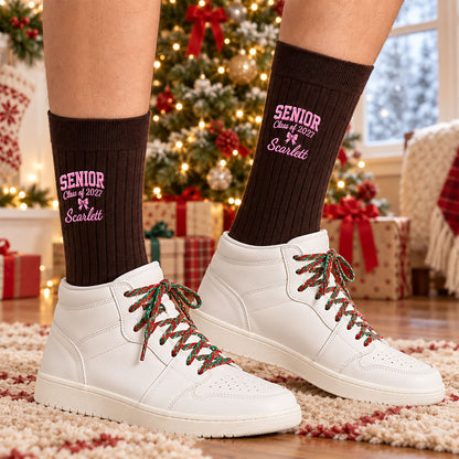 Personalized Name Senior - Class of 2027 Embroidered Socks