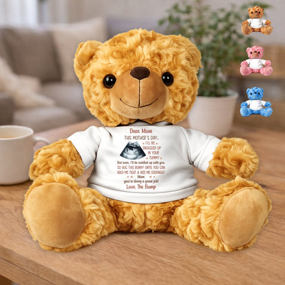Custom Photo This Mother's Day I'll Be Snuggled Up In Your Tummy - Personalized Soft Teddy Bear