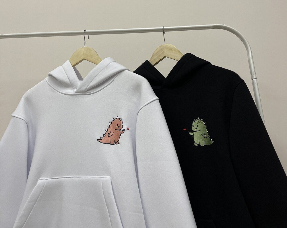 Couple Embroidered T-Rex Dragon Dinosaur Hoodies Cartoon Tiranosaur Crewneck Matching Sweatshirts, T-Shirt Items Anniversary Gift for Her and Him 1_6fd9050d-eba2-456d-955f-15e46f7326b2.jpg?v=1743397399