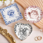 Custom Pet Chinoiserie Toile De Jouy Style - Personalized Jewelry Dish