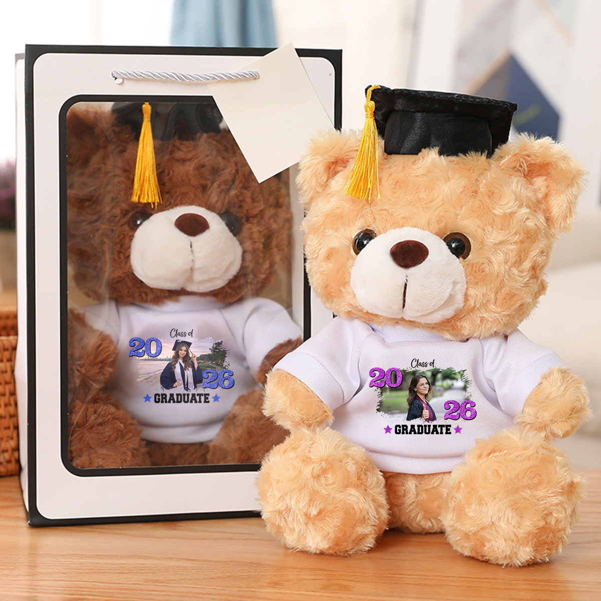 Personalized Graduation Teddy Bear Class Of 2026 Glitter