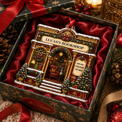 A Reader Lives a Thousand Lives Christmas Bookshop Ornament- Real 3D Raised Ornament