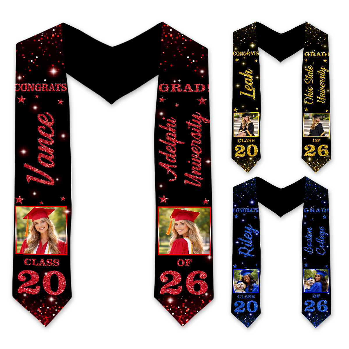 Stoles with Photo, Special Graduation Gift - Graduation Sash Class of 2026