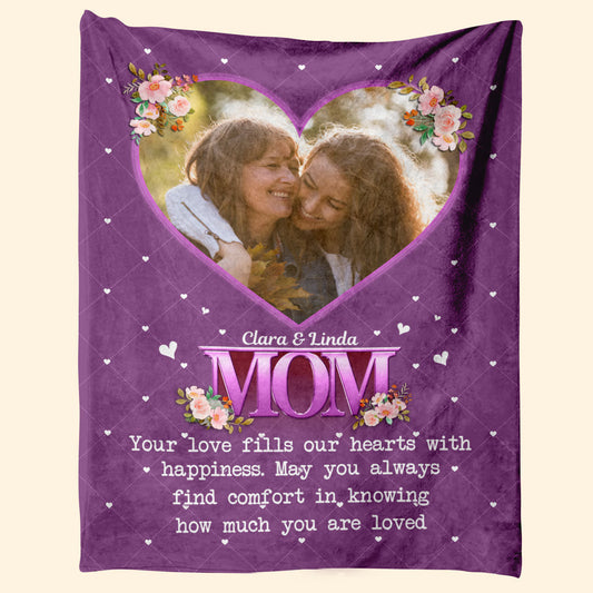 Your Love Fills Our Hearts With Happiness - Personalized Blanket - Mother's Day, Loving Gift For Mom, Mother, Mommy 1_75034961-281c-42a7-8c26-4e491373377c.jpg