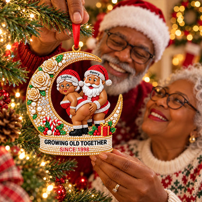 [3D Printing Effect] Personalised Christmas Ornaments - Santa Couple Crescent Moon Acrylic Ornament
