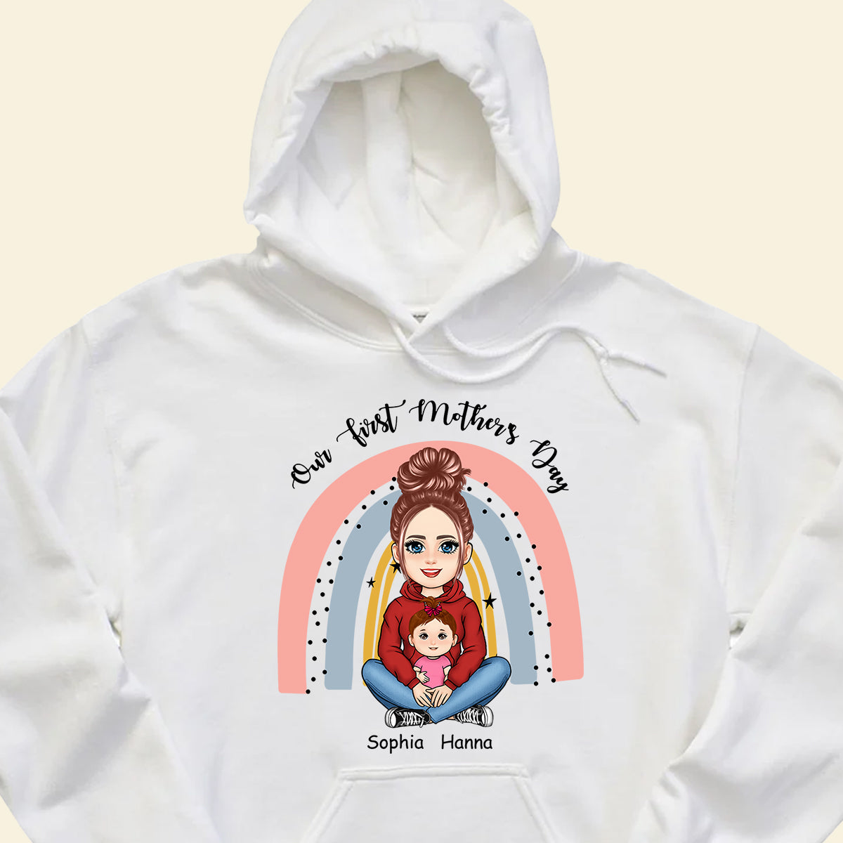 Our First Mother's Day Rainbow - Personalized Apparel - Gift For New Mom, Expecting Mom, 1st Mother's Day 1_7bc8929c-61a7-4081-9a6c-fe52d446fd81.jpg
