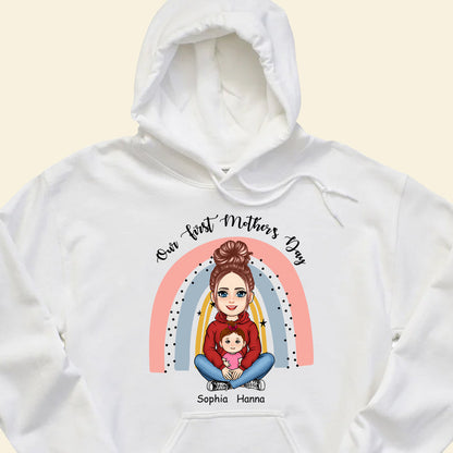 Our First Mother's Day Rainbow - Personalized Apparel - Gift For New Mom, Expecting Mom, 1st Mother's Day 1_7bc8929c-61a7-4081-9a6c-fe52d446fd81.jpg