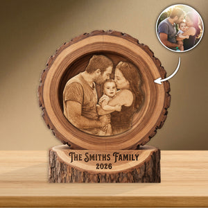 Family Wood Engraved Portrait - Personalized Picture Frame