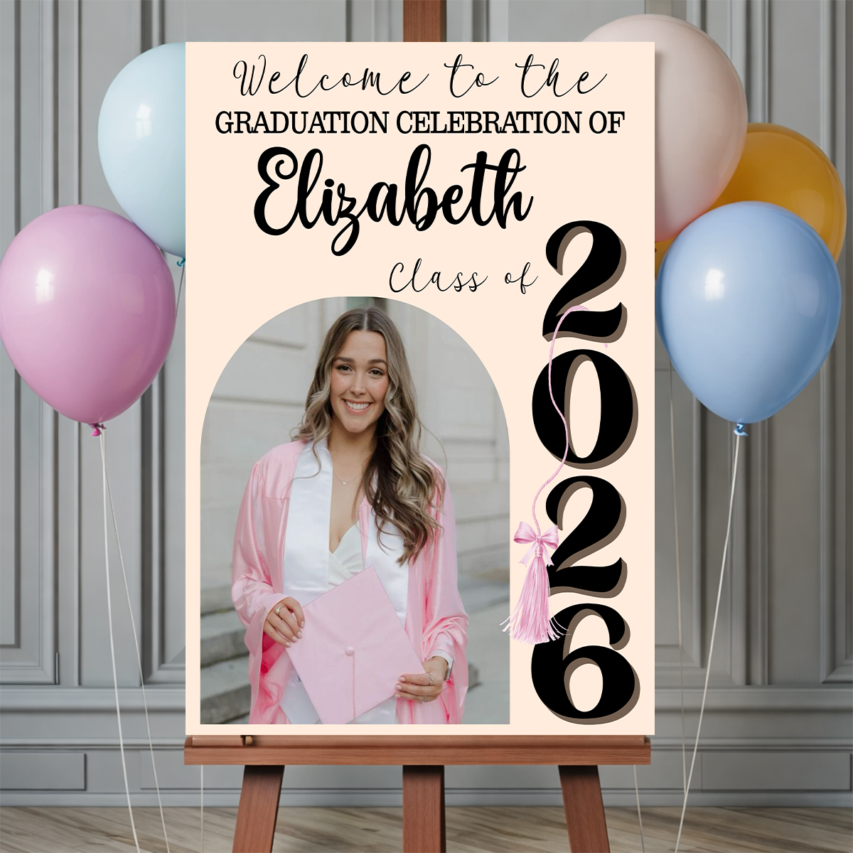Class Of 2026 Graduation Bow Style - Personalized Welcome Sign
