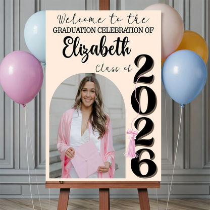 Class Of 2026 Graduation Bow Style - Personalized Welcome Sign