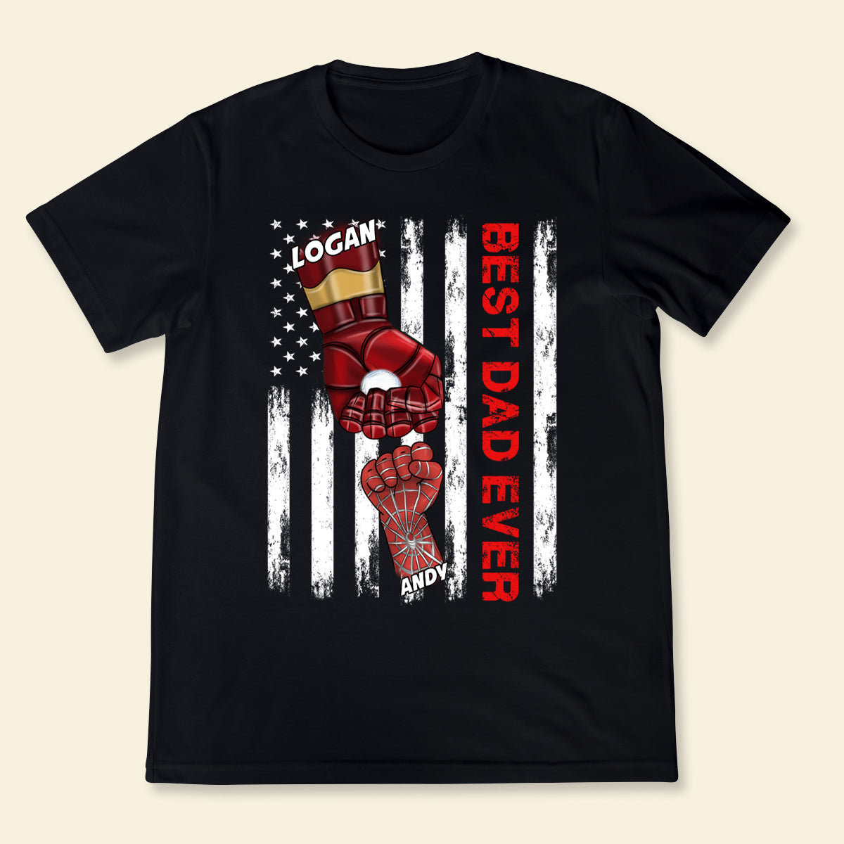 Best Dad Ever Superhero American Fist Bump - Personalized Apparel - Gift For Father, Dad, Father's Day, Birthday Gift 1_833cf34d-dde1-4ea8-ba21-72b9453a88dc.jpg