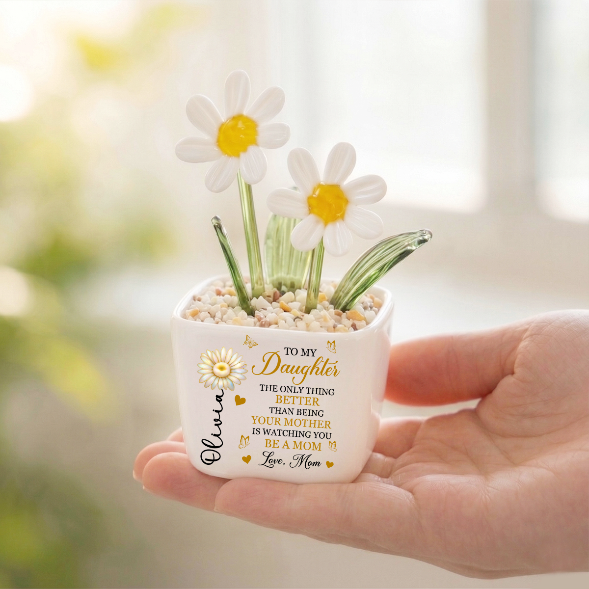 Being Your Mother Personalized Glass Everlasting Flowers