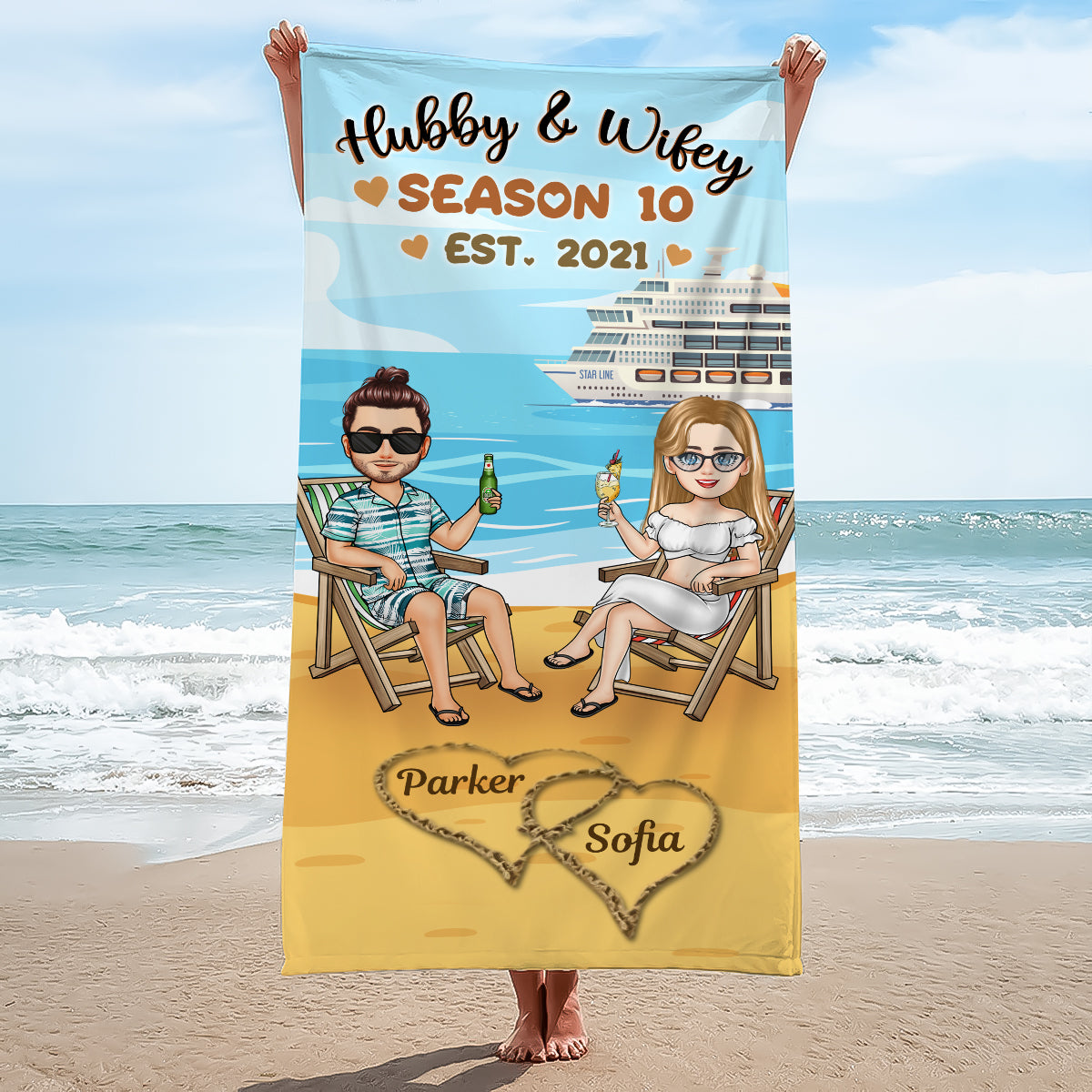 Hubby & Wifey - Personalized Beach Towel - Gift For Couple, Beach, Summer Vacation 1_892d6868-468b-4e94-b562-289da2cb26b3.jpg