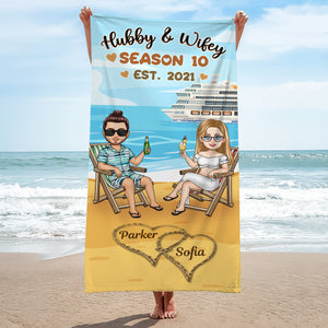 Hubby & Wifey - Personalized Beach Towel - Gift For Couple, Beach, Summer Vacation 1_892d6868-468b-4e94-b562-289da2cb26b3.jpg