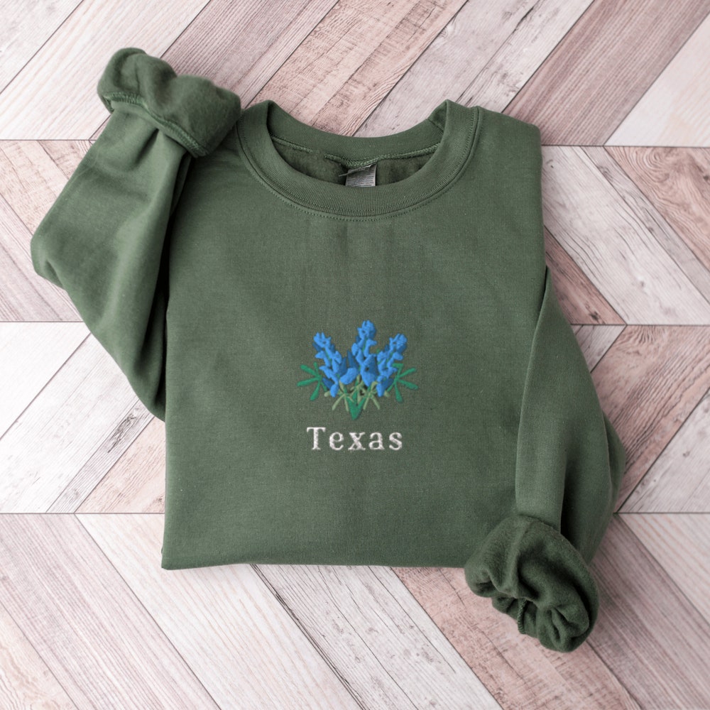Texas Bluebonnets Sweatshirt, Embroidered Texas Shirt, Texas Crewneck Sweater, Embroidered Bluebonnets Shirt, Texas Bluebonnets 1_8972e8ce-3bb4-409c-9806-e3f55fa0e166.jpg